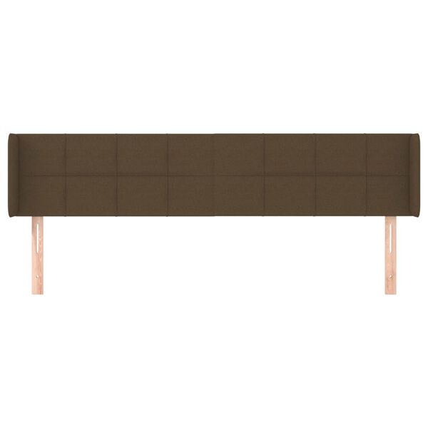 vidaXL Cabeceira de cama c/ abas tecido 203x16x78/88cm castanho-escuro