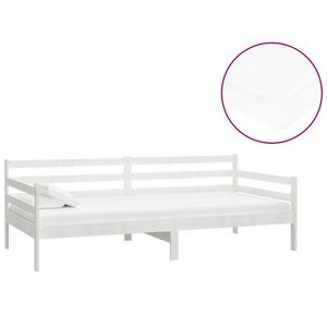 vidaXL Sof&aacute;-cama com colch&atilde;o 90x200 cm pinho maci&ccedil;o branco