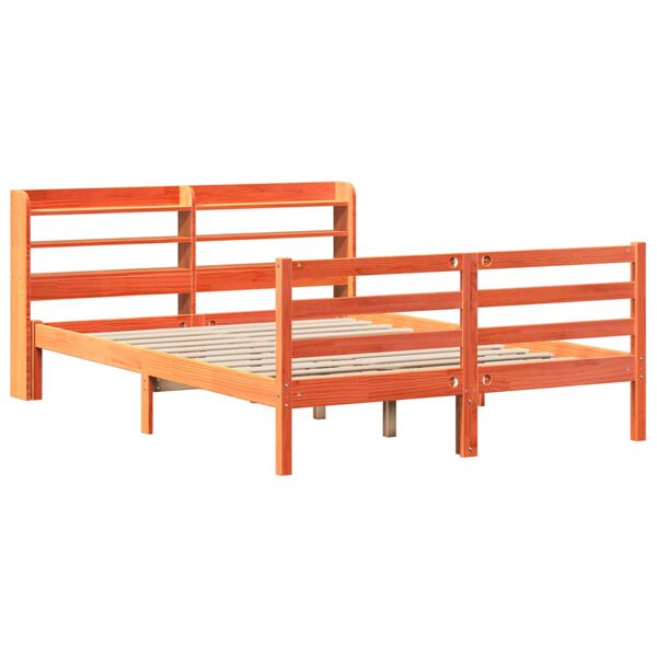 vidaXL Cama sem colch&atilde;o 135x190 cm madeira pinho maci&ccedil;a castanho-mel