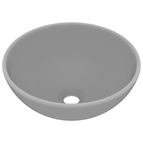 vidaXL Lavat&oacute;rio WC luxuoso redondo 32,5x14cm cer&acirc;mica cinzento mate