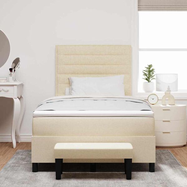 vidaXL Cama Box com colch&atilde;o com cabeceira Creme 120 x 200 cm tecido