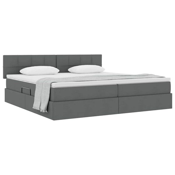 vidaXL Cama com arruma&ccedil;&atilde;o e colch&atilde;o Cinza Escuro 200 x 200 cm