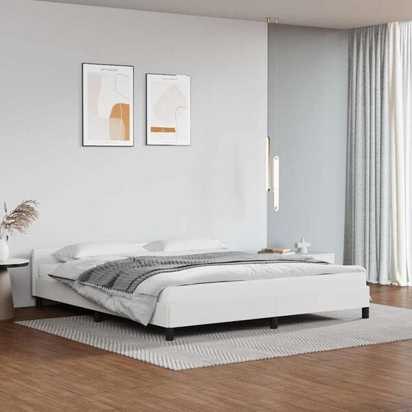 vidaXL Estrutura de cama c/ cabeceira sem colch&atilde;o 160x200 cm branco