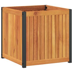vidaXL Vaso/floreira de jardim 45x45x44 cm ac&aacute;cia maci&ccedil;a e a&ccedil;o