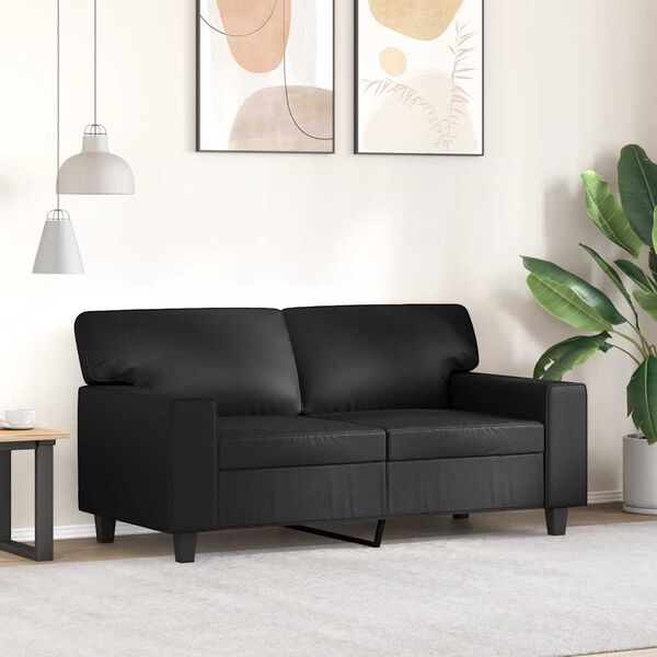 vidaXL Sof&aacute; de 2 lugares 120 cm couro artificial preto