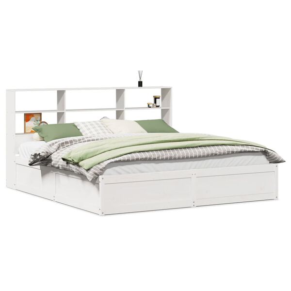 vidaXL Cama sem colch&atilde;o 180x200 cm madeira de pinho maci&ccedil;a branco