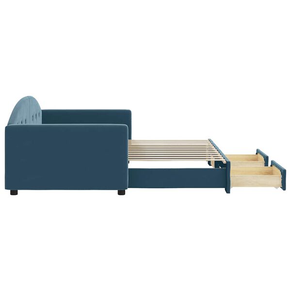 vidaXL Sof&aacute;-cama com gavet&atilde;o e gavetas 90x200 cm veludo azul