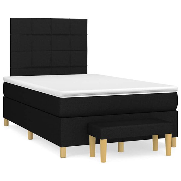 vidaXL Cama boxspring com colch&atilde;o 120x190 cm tecido preto