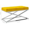 vidaXL Banco a&ccedil;o inoxid&aacute;vel e veludo amarelo mostarda