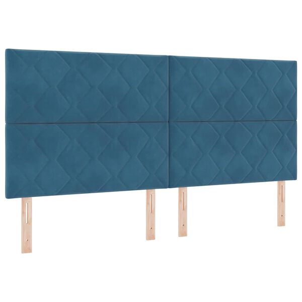 vidaXL Cama Box com colch&atilde;o Azul Escuro 200 x 200 cm tecido