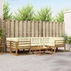 vidaXL Conjunto de Sof&aacute;s para Exterior 7 pcs Natural e Creme