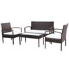 vidaXL 4 pcs conjunto lounge jardim c/ almofad&otilde;es vime PE castanho