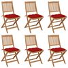 vidaXL Cadeiras de jardim dobr&aacute;veis c/ almofad&otilde;es 6 pcs ac&aacute;cia maci&ccedil;a