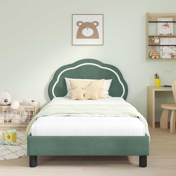 vidaXL Estrutura de Cama Infantil com Cabeceira Verde do Mar