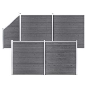 vidaXL Painel veda&ccedil;&atilde;o WPC 4 quadrados + 1 inclinado 792x186cm cinzento