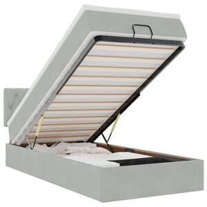 vidaXL Estrutura cama otomana colch&atilde;o 80x200 cm veludo cinzento claro