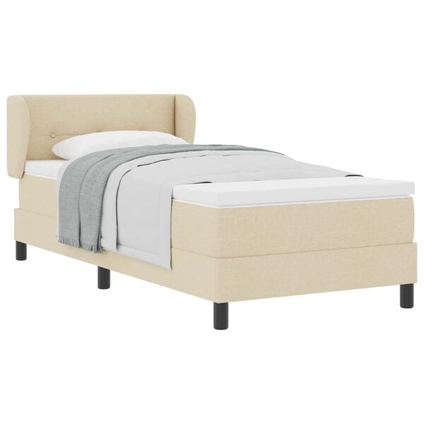 vidaXL Cama Box com colch&atilde;o com cabeceira Creme 80 x 200 cm tecido