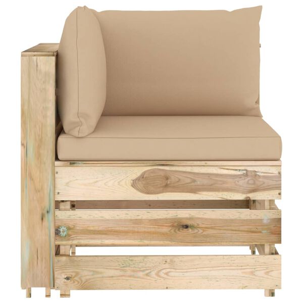 vidaXL 11 pcs conj. lounge jardim c/ almofad&otilde;es madeira impreg. verde