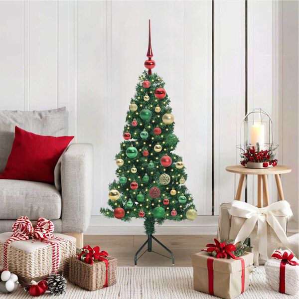 vidaXL &Aacute;rvore de Natal artificial de canto Verde 120 cm PVC e Metal