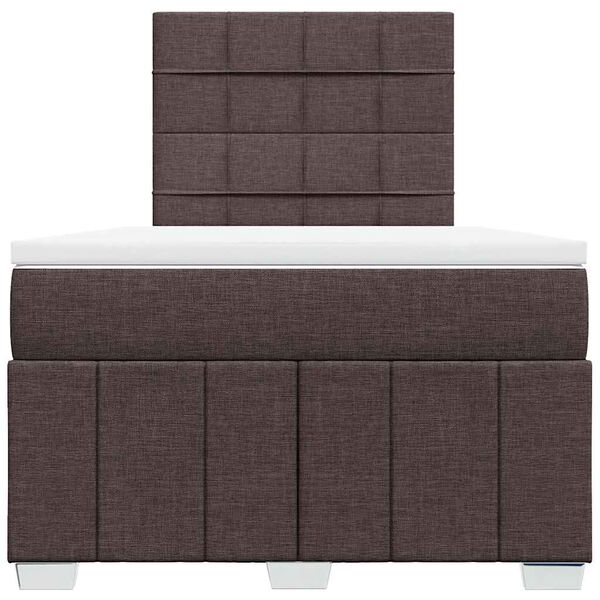vidaXL Cama boxspring com colch&atilde;o 120x190 cm tecido castanho-escuro