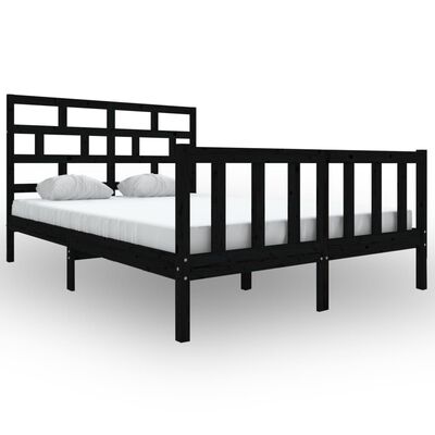 vidaXL Estrutura de cama 160x200 cm madeira de pinho maciça preto