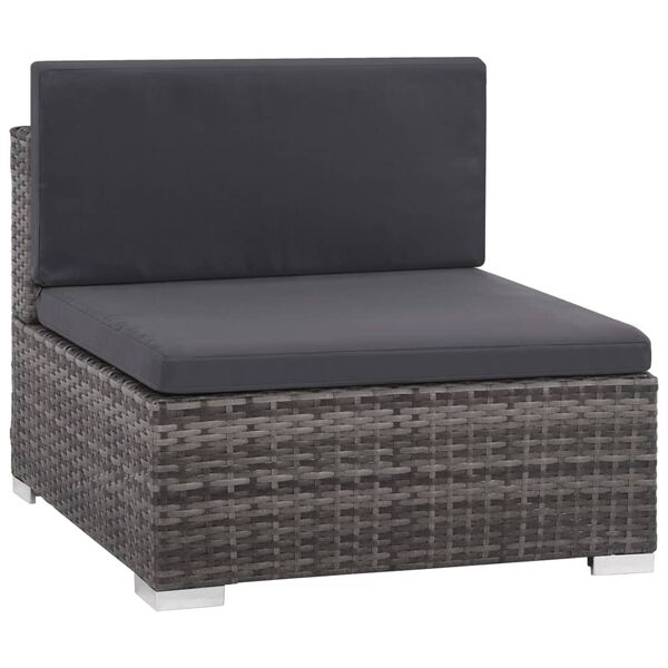 vidaXL 6 pcs conjunto lounge de jardim c/ almofadões vime PE cinzento