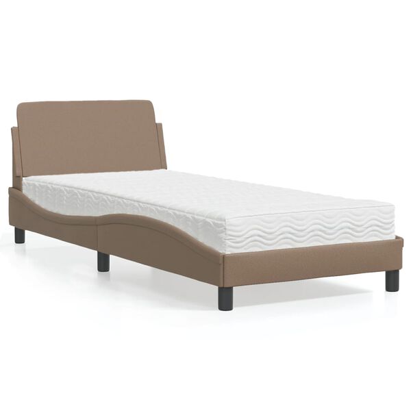 vidaXL Cama com colch&atilde;o Dover 90x200 cm couro artificial cor cappuccino
