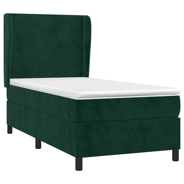 vidaXL Cama com molas/colch&atilde;o 80x200 cm veludo verde-escuro