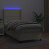 vidaXL Cama box spring c/ colch&atilde;o/LED 100x200cm couro artificial creme