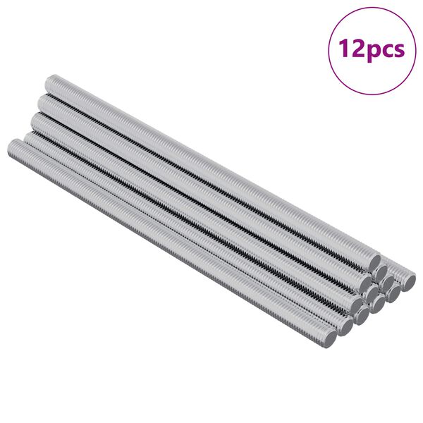 vidaXL Barras Rosqueadas 12 pcs Prateado M6 x 120 mm Metal