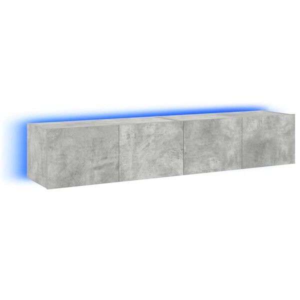 vidaXL M&oacute;veis de parede para TV com luzes LED 2 pcs cinzento cimento
