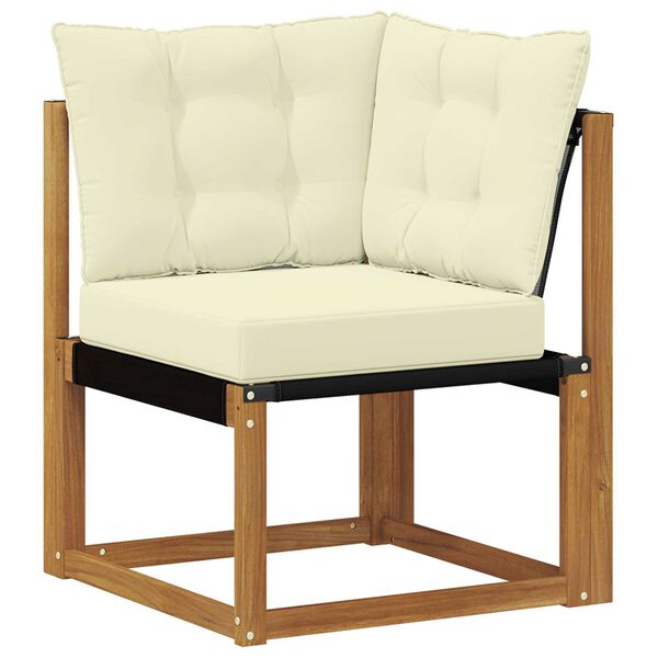 vidaXL Conjunto de Sof&aacute;s para Exterior 5 pcs Natural e Preto