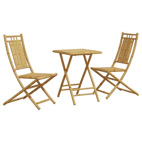 vidaXL 3 pcs conjunto de bistrô em bambu