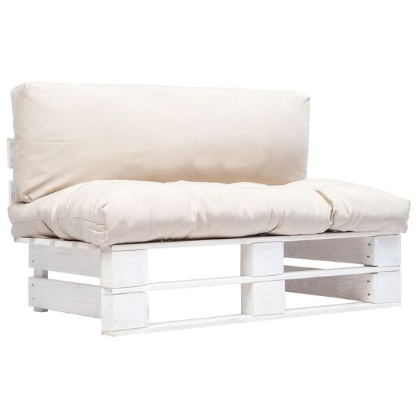 vidaXL Sof&aacute; de paletes p/ jardim c/ almofad&otilde;es cor areia madeira pinho