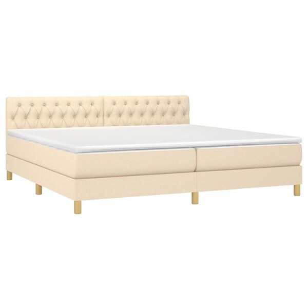 vidaXL Cama com molas/colch&atilde;o 200x200 cm tecido cor creme