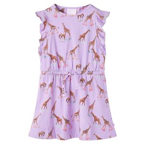 Vestido para crian&ccedil;a mangas com folhos e cord&atilde;o lil&aacute;s 104