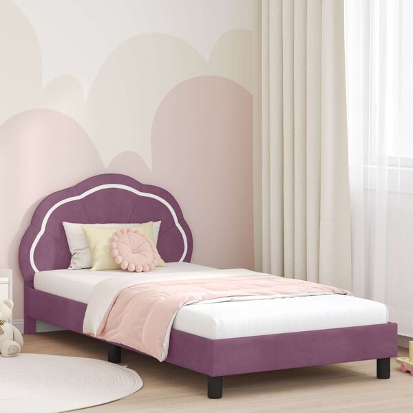 vidaXL Estrutura de Cama Infantil com Cabeceira Roxo 90 x 190 cm