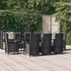 vidaXL 9 pcs conjunto de jantar p/ jardim c/ almofad&otilde;es vime PE preto