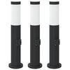 vidaXL Lumin&aacute;rias de balizador com tomada, 3 pe&ccedil;as, 50 cm, a&ccedil;o inoxid&aacute;vel, IP44