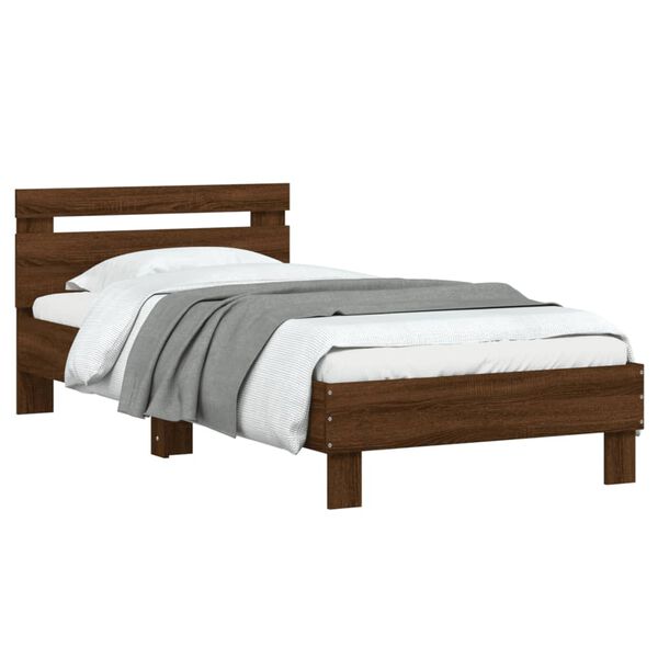 vidaXL Cama sem colch&atilde;o com cabeceira 75x190 cm carvalho castanho