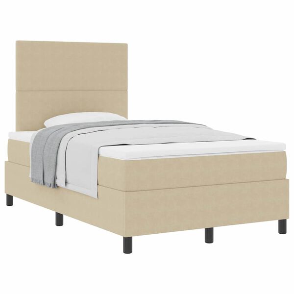vidaXL Cama Box com cabeceira Cinza Claro e Branco 120 x 200 cm