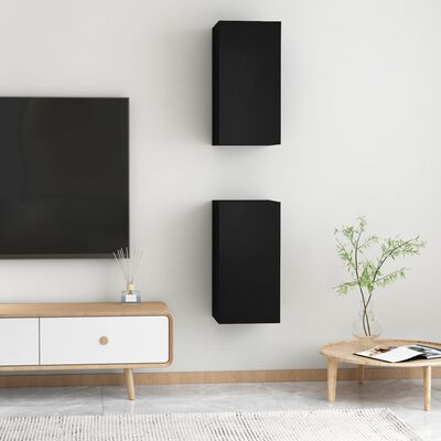 vidaXL Móveis de TV 2 pcs 30,5x30x60 cm derivados de madeira preto