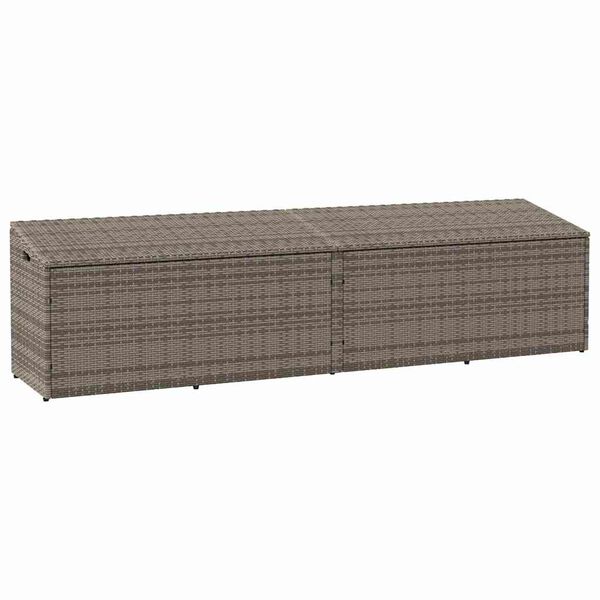 vidaXL Caixa de arrumação para jardim 220x50x58 cm vime PE cinzento