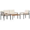 vidaXL Conjunto de M&oacute;veis para Exterior 4 pcs Branco Creme vime PE