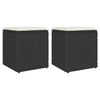 vidaXL Bancos de jardim com almofadas 2 unid 40x40x43 cm vime PE preto