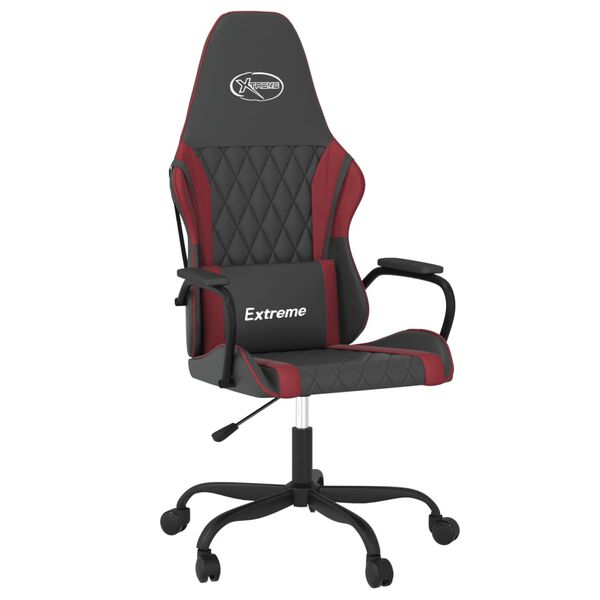 vidaXL Cadeira gaming massagens couro artificial preto/vermelho tinto