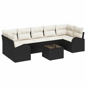 vidaXL Conjunto de Sof&aacute; de Jardim Preto 55 x 55 x 37 cm vime PE