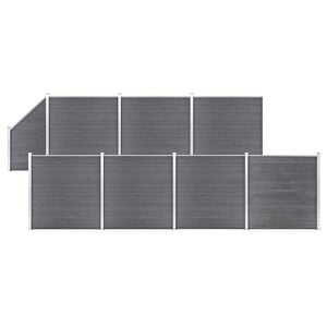 vidaXL Painel veda&ccedil;&atilde;o WPC 7 quadrados 1 inclinado 1311x186 cm cinzento
