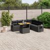 vidaXL 7 pcs conjunto de sof&aacute;s p/ jardim c/ almofad&otilde;es vime PE preto