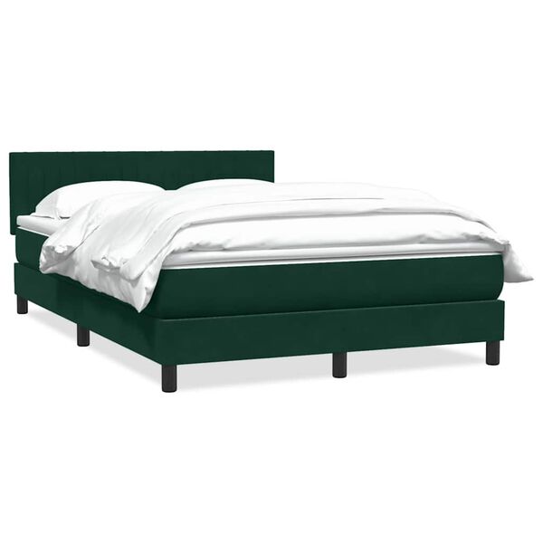 vidaXL Cama com molas/colch&atilde;o 160x220 cm veludo verde-escuro